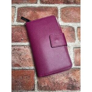 Halogen Magenta Burgundy Wine Leather Zip Around Wallet
